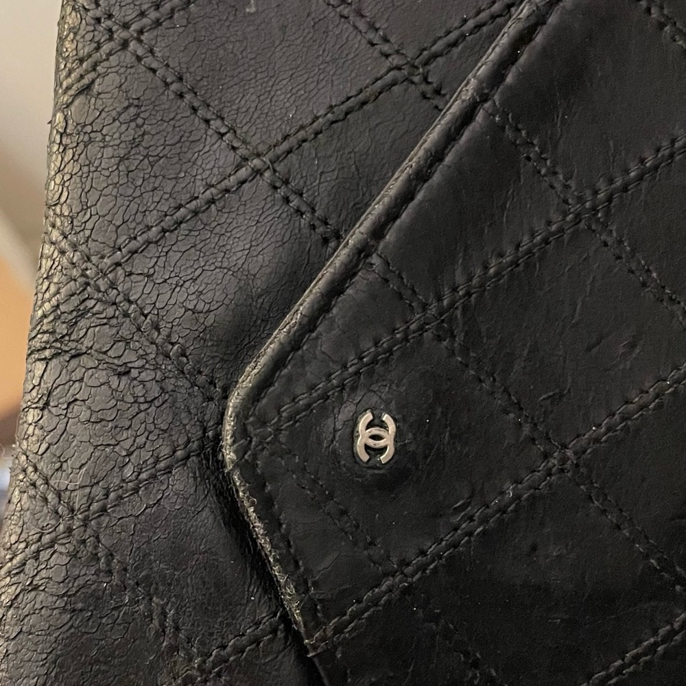 CHANEL Bicolore Lambskin Matelasse Long Envelope Wallet Leather Black Vintage - Picture 12 of 12